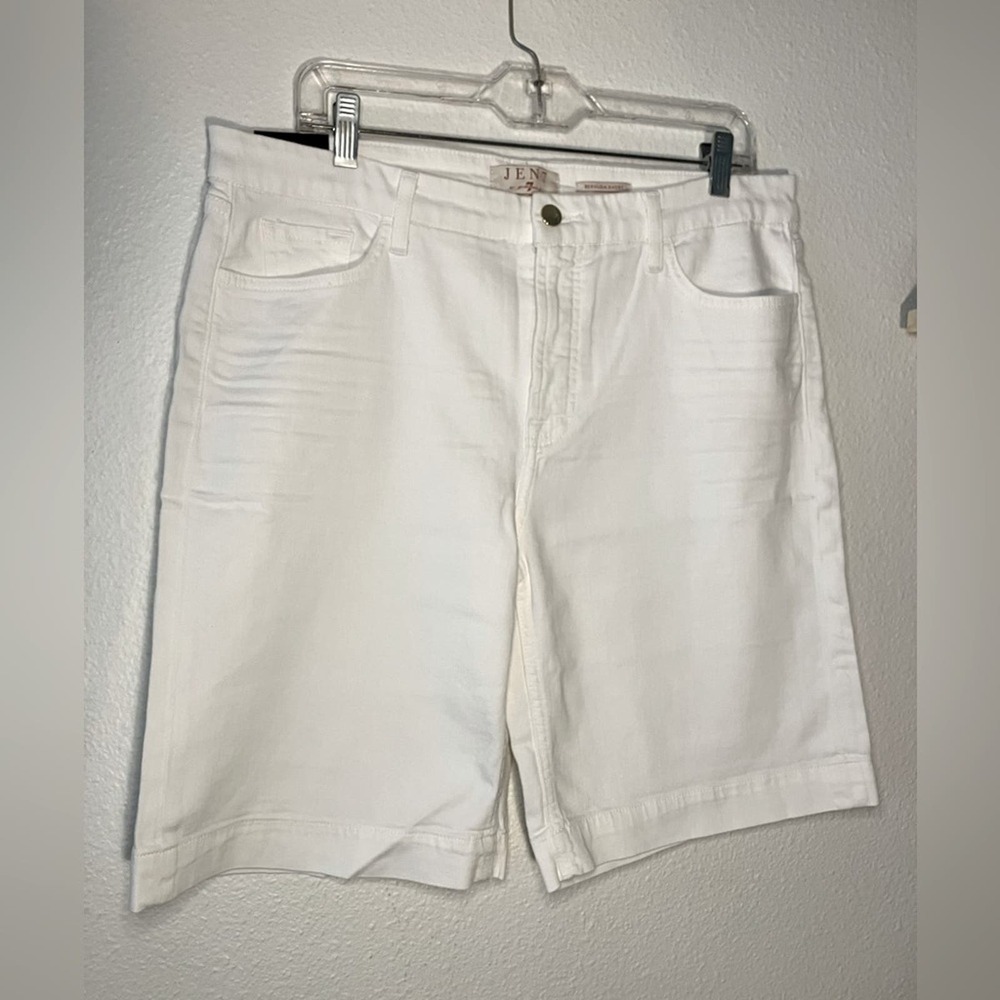 NEW Jen7 Bermuda shorts jean‎ denim sculpting panel white summer spring beach